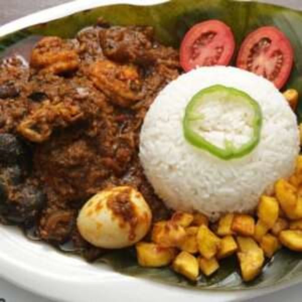 Pepper leaf rice/Ofada rice