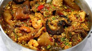 Okra soup with assorted meat