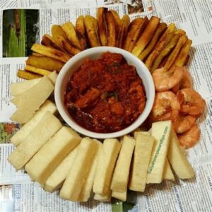 Fried Yam/plantain with Pepper source