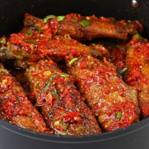 Efo riro [Spinash Stew] with grilled turkey
