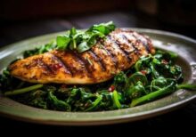 Grilled Chicken with Sauteed Spinach
