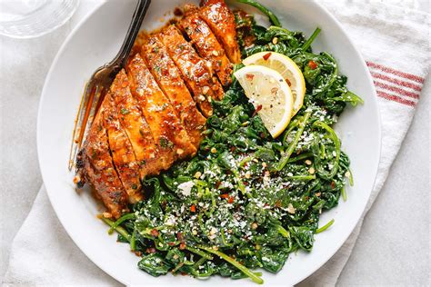 grilled chicken with spinach