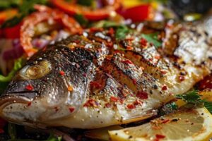grilled fish with veg