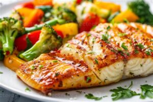 Grilled Snapper Fish with steamed vegetables