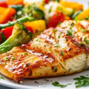 Grilled Snapper Fish with steamed vegetables