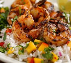 Grilled Shrimp with Coconut Rice