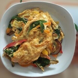 Omelette with shredded Chicken & Spinach