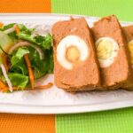 Moi Moi(Steamed pudding) with steamed vegetables