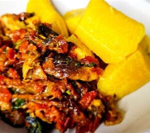 Steamed Plantain with Mackerel Source