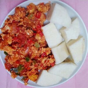 Yam and Stew [Spicy Nigerian Beef Pepper Sauce ]