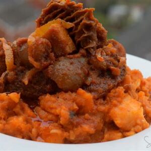 Asaro ( Yam porridge) with pepper sauce